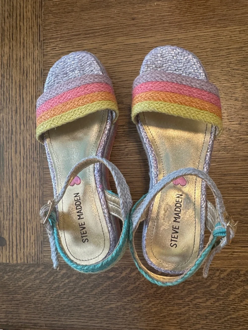 Steve Madden Cleo Rainbow Wedge Sandals Girls 1M
